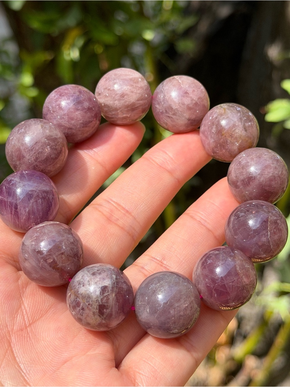 18mm chunky stretchable purple rose quartz bracelet 2178